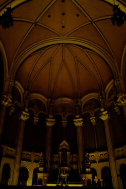 The inside of an old large church